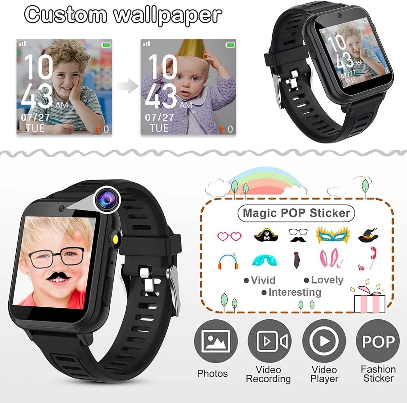 Kids Smart Watch, Toddler Watch Toys for 3-12 Ages Year Old, Smartwatches with 24 Learning Games Video Camera Pedometer Music Alarm Flashlight, Birthday Gift Boys Girls Kids, Educational Kids Smart Watch, Toddler Watch Toys for 3-12 Ages Year Old, Smartwatches with 24 Learning Games Video Camera Pedometer Music Alarm Flashlight, Birthday Gift Boys Girls Kids, Educational
